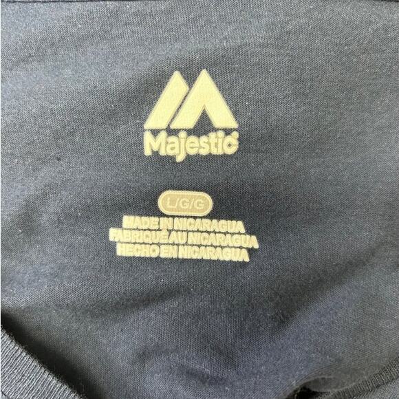 Majestic Athletic Navy Braves Country MLB V Neck T-Shirt Womens L 100% Cotton - Picture 5 of 9